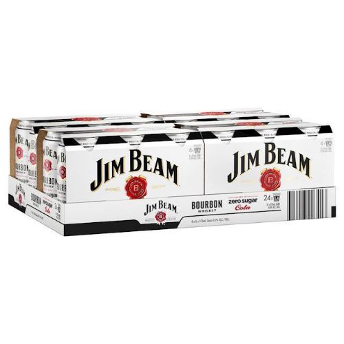 Picture of Jim Beam White Label Bourbon Whiskey & Zero Sugar Cola 4.8% 24 x 375ml